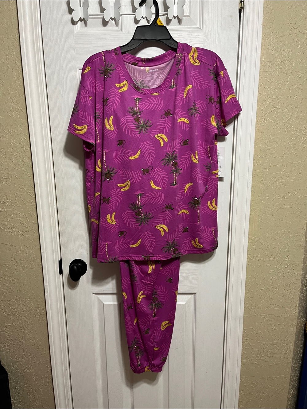 Women’s Purple Tropical Banana Print Pajama Set